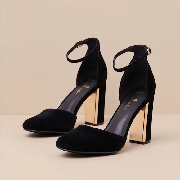 Lulus Laura Black Velvet Ankle Strap Heels - Picture 2 of 9